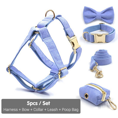 Εξατομικευμένο κολάρο σκύλου για μεσαίου μεγέθους σκύλους Χωρίς έλξη ανοιχτό μωβ Κοτλέ κολάρο και σετ λουριών Εξάρτημα κατοικίδιων εξωτερικού χώρου με τσάντα κακά