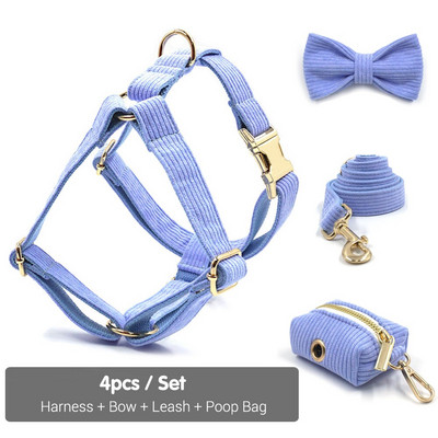 Εξατομικευμένο κολάρο σκύλου για μεσαίου μεγέθους σκύλους Χωρίς έλξη ανοιχτό μωβ Κοτλέ κολάρο και σετ λουριών Εξάρτημα κατοικίδιων εξωτερικού χώρου με τσάντα κακά