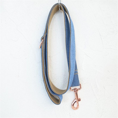 Zgarda personalizata pentru animale de companie Placuta de identificare personalizata Eticheta de identificare Ajustabila cu gravura gratuita din fibra de jeans maro Gulerele pentru caini pentru pisica Set de lesa de plumb