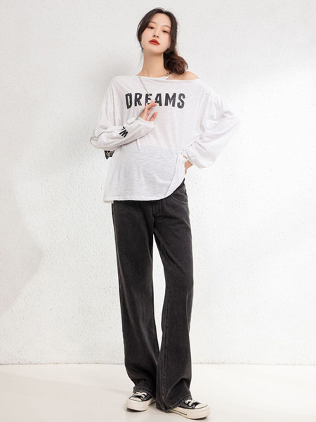 Γυναικείο casual παντελόνι για εγκύους - ψηλόμεσο