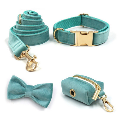 Ham Tiffany Blue pentru câine Design de lux, zgarda personalizată pentru câini, cu gravură gratuită, set de hamuri de catifea moale, reglabil, pentru animale de companie
