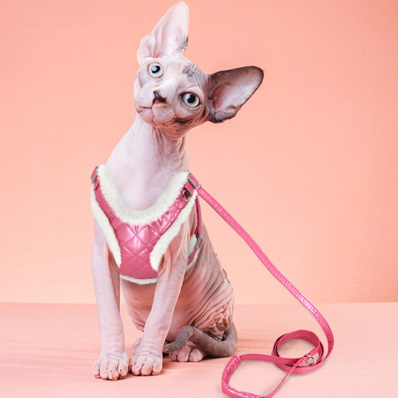 Talvine karvased väikese koera rakmed jalutusrihma komplekt, soe lemmiklooma rinnarihm, polsterdatud koera kassi sfinksi rakmete vest väikestele keskmistele koertele kassidele