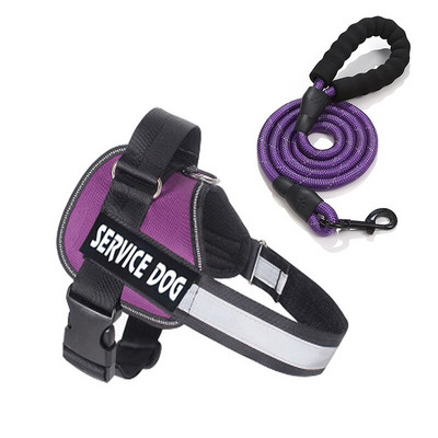 Ham personalizat pentru câini de companie și set de lesă de 1,5 m pentru plimbare noaptea, ham reglabil reflectorizant, cu articole personalizate pentru animale de companie