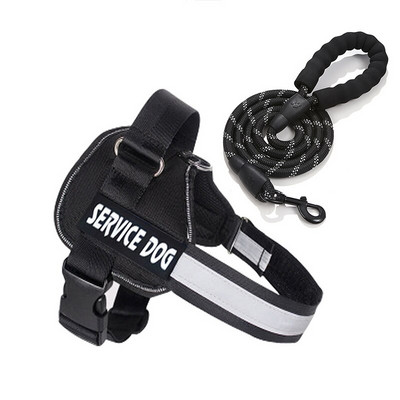 Ham personalizat pentru câini de companie și set de lesă de 1,5 m pentru plimbare noaptea, ham reglabil reflectorizant, cu articole personalizate pentru animale de companie