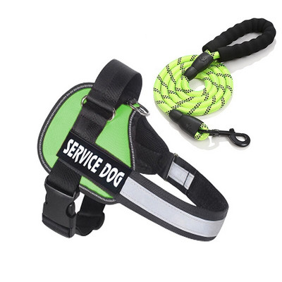 Ham personalizat pentru câini de companie și set de lesă de 1,5 m pentru plimbare noaptea, ham reglabil reflectorizant, cu articole personalizate pentru animale de companie