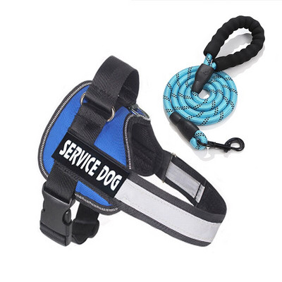 Ham personalizat pentru câini de companie și set de lesă de 1,5 m pentru plimbare noaptea, ham reglabil reflectorizant, cu articole personalizate pentru animale de companie