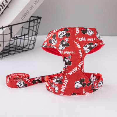 Ham pentru câini Disney, buldog francez, chihuahua, schnauzer, set de ham și lesă, ham reglabil pentru animale de companie, plimbări în aer liber