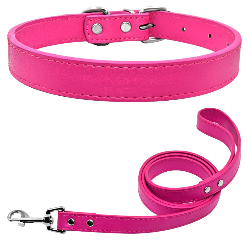 Set de lesă pentru zgarda de câine din piele moale PU, pentru pisică, buldog, labrador, cățeluș pentru animale de companie, pentru câini mici, mijlocii mari, set de lesă