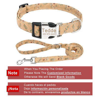 Lemmiklooma kaelarihmade komplekt Kohandatud kutsika kassi koera jalutusrihm Isikupärastatud nimesilt ID Lemmiklooma kaelarihm keskmise suurusega koertele