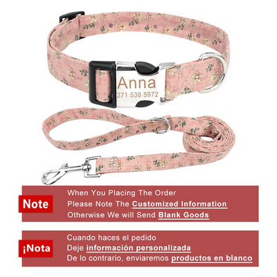 Lemmiklooma kaelarihmade komplekt Kohandatud kutsika kassi koera jalutusrihm Isikupärastatud nimesilt ID Lemmiklooma kaelarihm keskmise suurusega koertele