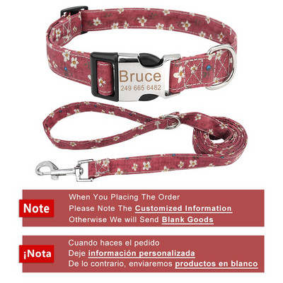 Lemmiklooma kaelarihmade komplekt Kohandatud kutsika kassi koera jalutusrihm Isikupärastatud nimesilt ID Lemmiklooma kaelarihm keskmise suurusega koertele