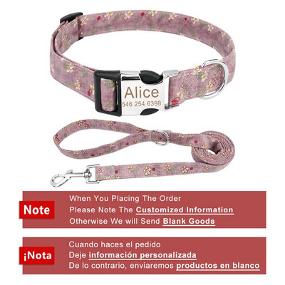 Lemmiklooma kaelarihmade komplekt Kohandatud kutsika kassi koera jalutusrihm Isikupärastatud nimesilt ID Lemmiklooma kaelarihm keskmise suurusega koertele