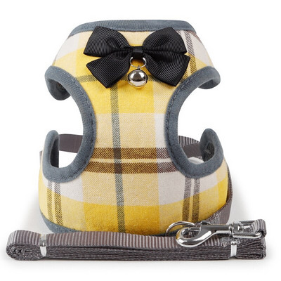 Комплект каишки за кучешки колани Кучета Котешки колани Жилетка Панделка Кученце Каишка за гърди със звънчета Мопс Чихуахуа Булдог Повод за ходене Каишка