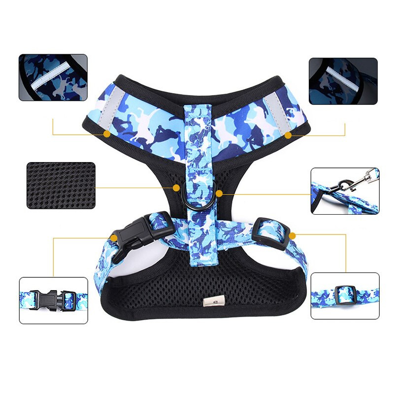 Камуфлажни колани за домашни любимци френски булдог Комплект каишка за яка