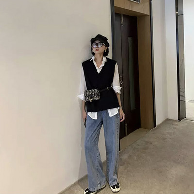 Pantaloni largi de dama pentru gravide - cu buzunar