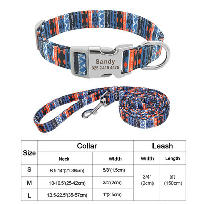 Εξατομικευμένο νάιλον σετ λουριών για κολάρο σκύλου Εκτυπωμένο προσαρμοσμένο κολάρο ταυτότητας σκύλου με χαραγμένο κολάρο για κουτάβια για μικρούς μεσαίους μεγάλους σκύλους