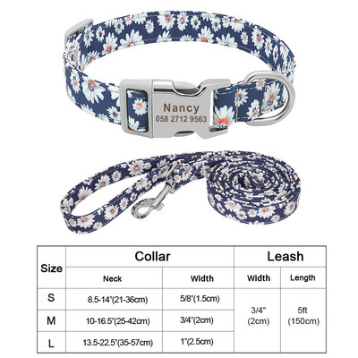 Εξατομικευμένο νάιλον σετ λουριών για κολάρο σκύλου Εκτυπωμένο προσαρμοσμένο κολάρο ταυτότητας σκύλου με χαραγμένο κολάρο για κουτάβια για μικρούς μεσαίους μεγάλους σκύλους