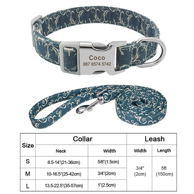 Εξατομικευμένο νάιλον σετ λουριών για κολάρο σκύλου Εκτυπωμένο προσαρμοσμένο κολάρο ταυτότητας σκύλου με χαραγμένο κολάρο για κουτάβια για μικρούς μεσαίους μεγάλους σκύλους