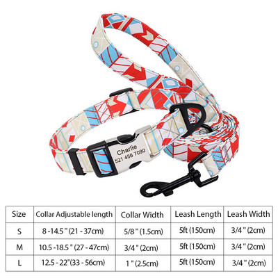 Εξατομικευμένο νάιλον σετ λουριών για κολάρο σκύλου Εκτυπωμένο προσαρμοσμένο κολάρο ταυτότητας σκύλου με χαραγμένο κολάρο για κουτάβια για μικρούς μεσαίους μεγάλους σκύλους