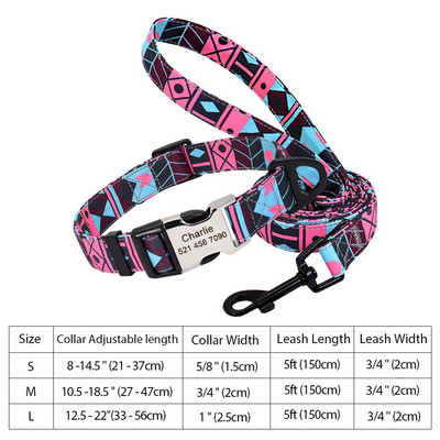 Εξατομικευμένο νάιλον σετ λουριών για κολάρο σκύλου Εκτυπωμένο προσαρμοσμένο κολάρο ταυτότητας σκύλου με χαραγμένο κολάρο για κουτάβια για μικρούς μεσαίους μεγάλους σκύλους