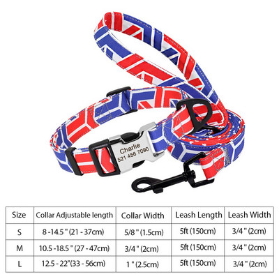 Εξατομικευμένο νάιλον σετ λουριών για κολάρο σκύλου Εκτυπωμένο προσαρμοσμένο κολάρο ταυτότητας σκύλου με χαραγμένο κολάρο για κουτάβια για μικρούς μεσαίους μεγάλους σκύλους