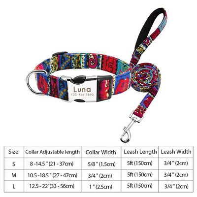 Εξατομικευμένο νάιλον σετ λουριών για κολάρο σκύλου Εκτυπωμένο προσαρμοσμένο κολάρο ταυτότητας σκύλου με χαραγμένο κολάρο για κουτάβια για μικρούς μεσαίους μεγάλους σκύλους