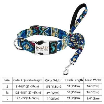 Εξατομικευμένο νάιλον σετ λουριών για κολάρο σκύλου Εκτυπωμένο προσαρμοσμένο κολάρο ταυτότητας σκύλου με χαραγμένο κολάρο για κουτάβια για μικρούς μεσαίους μεγάλους σκύλους