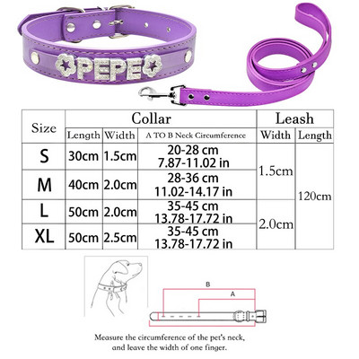 Προσαρμοσμένο Όνομα Bling Σετ λουριών κολάρου σκύλου γάτας Εξατομικευμένο σετ λουριών με όνομα στρας Δερμάτινο κολάρο σκύλου για κατοικίδιο για μικρό μεσαίο μεγάλο κολάρο σκύλου