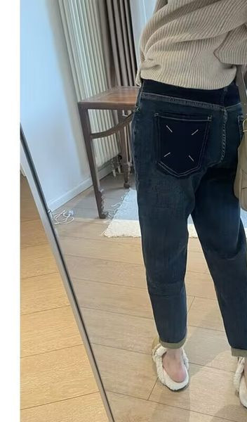 Ženske široke traperice visokog struka s džepom