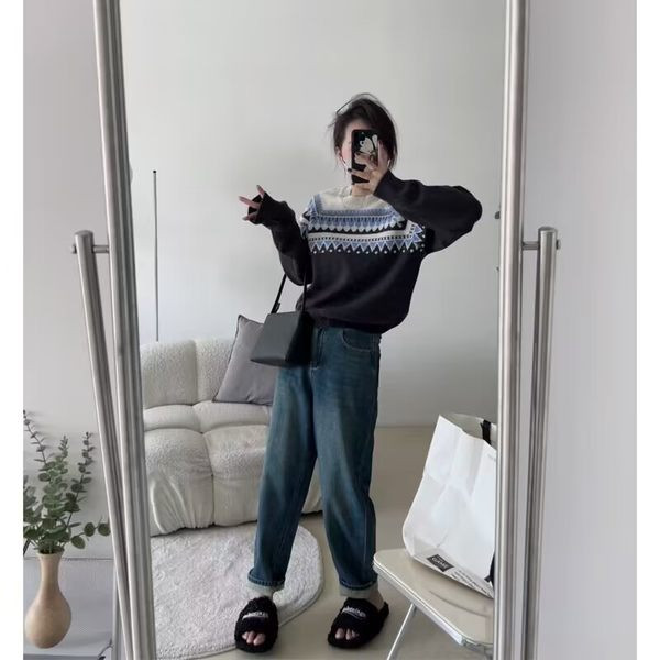 Ženske široke traperice visokog struka s džepom