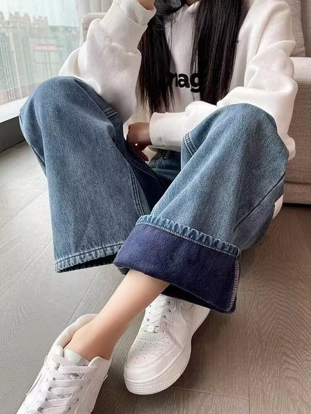 Blugi de maternitate cu talie înaltă căptușiți model nou