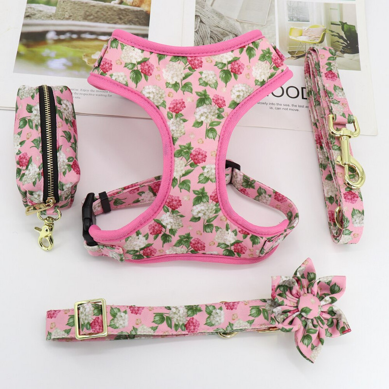 Harnaș personalizat din nailon pentru zgarda pentru câini, set de saci pentru caca, gulere pentru câini imprimate reglabile, hamuri pentru câini mici, mijlocii mari