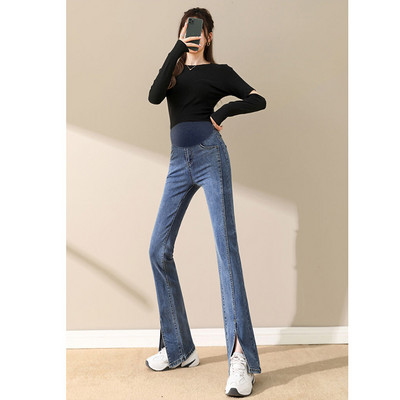 Μοντέρνο ψηλόμεσο τζιν εγκυμοσύνης με σπαστό πόδι