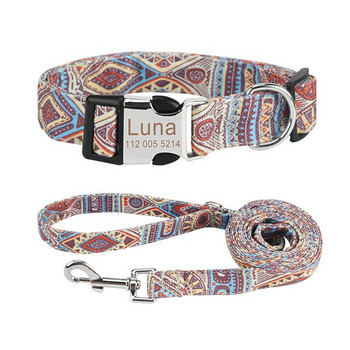 Bohemia Pet Collar Leashes Custom ID Dogs Leash Personalized Name Collars Cat for Puppy Big Dog