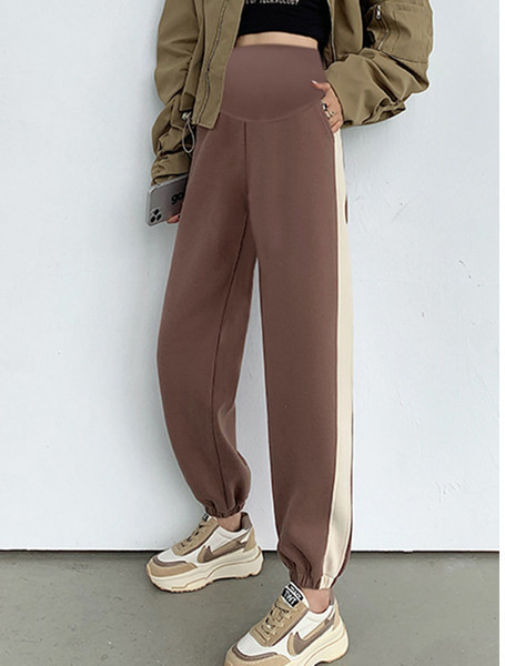 Pantaloni sport de dama cu piping pentru gravide