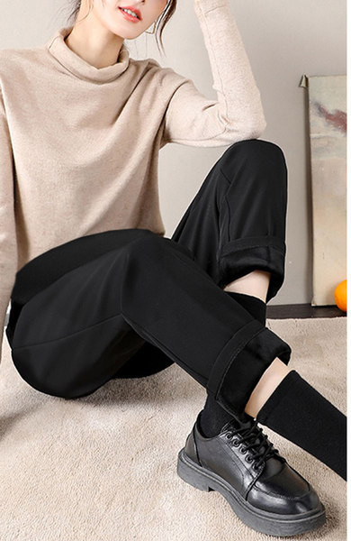 Pantaloni drepti cu talie înaltă pentru femei însărcinate