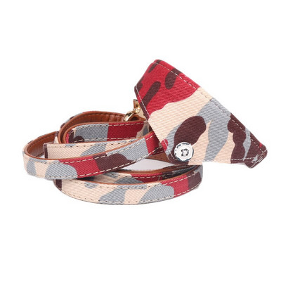 Guler de câine din piele Bandana Lesă Pisică Animal de companie Colier Lanț țesătură Plaid Dot Esarfă pentru Mijloc Mijloc Perro Chihuahua Teddy Pug Produs