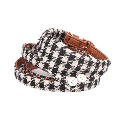 Guler de câine din piele Bandana Lesă Pisică Animal de companie Colier Lanț țesătură Plaid Dot Esarfă pentru Mijloc Mijloc Perro Chihuahua Teddy Pug Produs