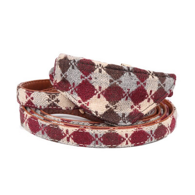 Guler de câine din piele Bandana Lesă Pisică Animal de companie Colier Lanț țesătură Plaid Dot Esarfă pentru Mijloc Mijloc Perro Chihuahua Teddy Pug Produs