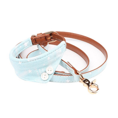 Guler de câine din piele Bandana Lesă Pisică Animal de companie Colier Lanț țesătură Plaid Dot Esarfă pentru Mijloc Mijloc Perro Chihuahua Teddy Pug Produs