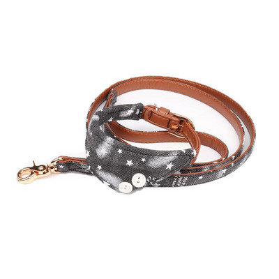 Guler de câine din piele Bandana Lesă Pisică Animal de companie Colier Lanț țesătură Plaid Dot Esarfă pentru Mijloc Mijloc Perro Chihuahua Teddy Pug Produs