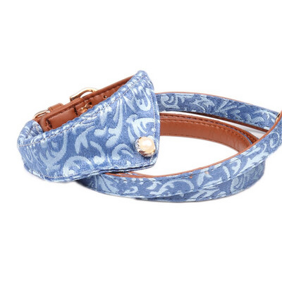 Guler de câine din piele Bandana Lesă Pisică Animal de companie Colier Lanț țesătură Plaid Dot Esarfă pentru Mijloc Mijloc Perro Chihuahua Teddy Pug Produs