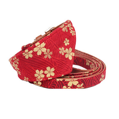 Guler de câine din piele Bandana Lesă Pisică Animal de companie Colier Lanț țesătură Plaid Dot Esarfă pentru Mijloc Mijloc Perro Chihuahua Teddy Pug Produs