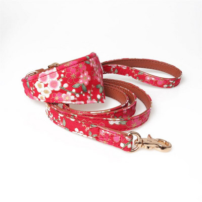 Guler de câine din piele Bandana Lesă Pisică Animal de companie Colier Lanț țesătură Plaid Dot Esarfă pentru Mijloc Mijloc Perro Chihuahua Teddy Pug Produs