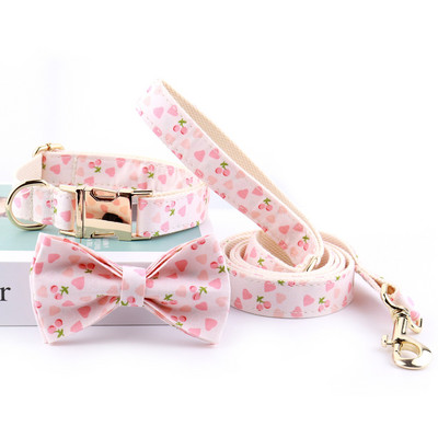 Luxury Fruit Litchi Pink Sets Κολάρο σκύλου Κολάρο για κατοικίδια Προσαρμοσμένα κολάρα Ρυθμιζόμενα για σκύλους Αξεσουάρ προϊόντων κατοικίδιων ζώων