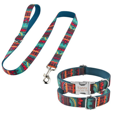 Koerte jalutusrihm Kohandatud koera kaelarihmad nailonist isikupärastatud lemmikloomade koerte sildi kaelarihma juht väikestele keskmistele suurtele koertele jalutusrihma ja kaelarihma komplekti rakmed