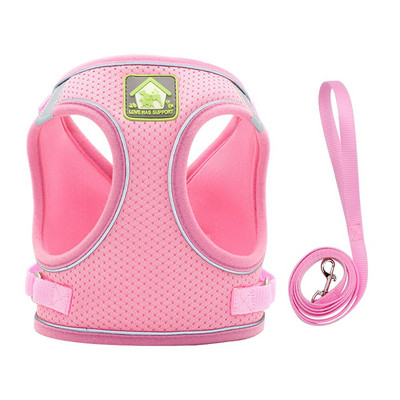 Harnașuri cu plasă de nailon pentru cățeluși, pisici, vestă, set de ham și lesă pentru câini, pentru chihuahua, pug, mic, mediu, plimbare.