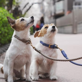 CAWAYI KENNEL PU Δερμάτινα περιλαίμια σκυλιών Σετ λουριά ύφανσης Ρυθμιζόμενο λουρί για κολάρο κατοικίδιων ζώων Μόλυβδο λουριών για μικρούς μεγάλους σκύλους Προμήθειες για σκύλους κατοικίδιων ζώων