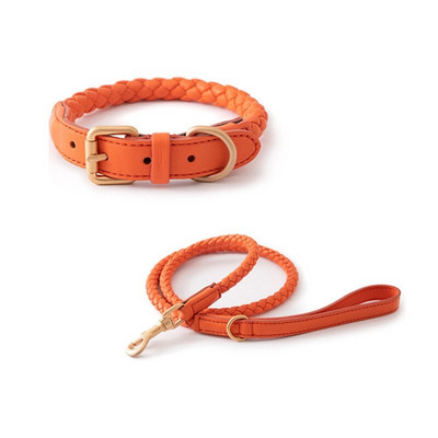 CAWAYI KENNEL Guleră pentru câini din piele PU Set de lese țesătură reglabilă pentru zgarda pentru câini pentru animale de companie, pentru câini de talie mare, de talie mică