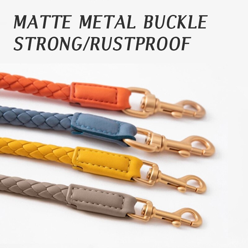 CAWAYI KENNEL Guleră pentru câini din piele PU Set de lese țesătură reglabilă pentru zgarda pentru câini pentru animale de companie, pentru câini de talie mare, de talie mică